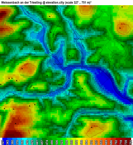 Weissenbach an der Triesting elevation map