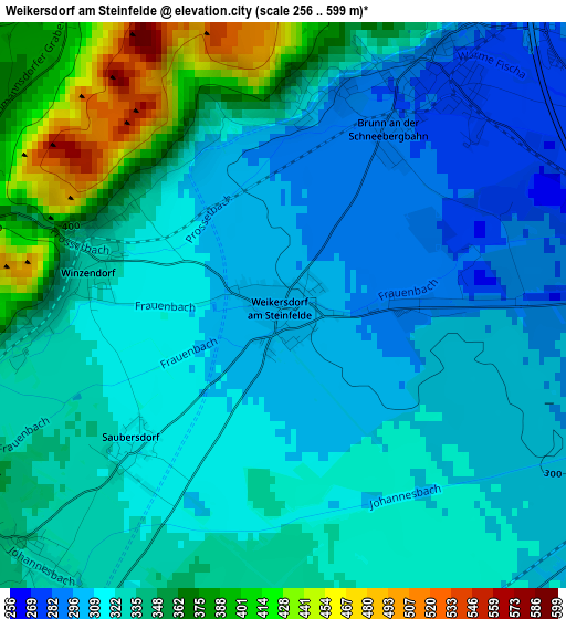 Weikersdorf am Steinfelde elevation map