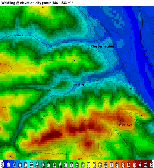 Weidling elevation map