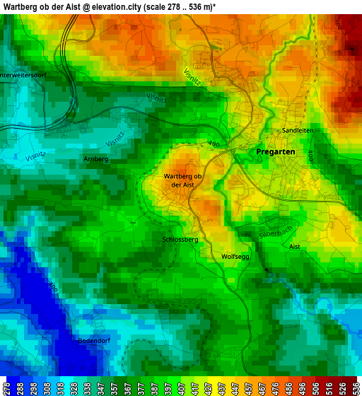 Wartberg ob der Aist elevation map