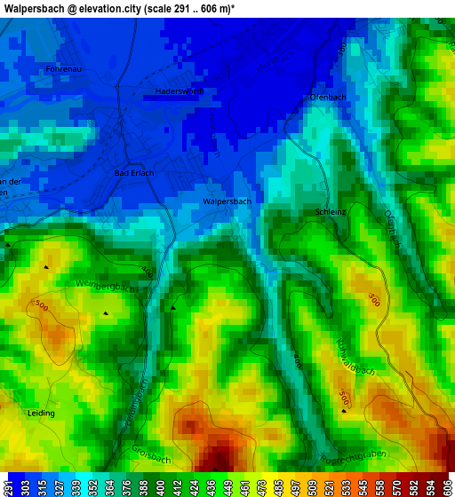 Walpersbach elevation map