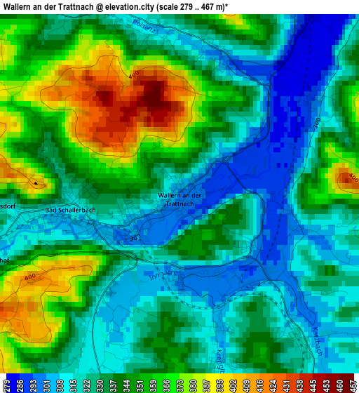 Wallern an der Trattnach elevation map