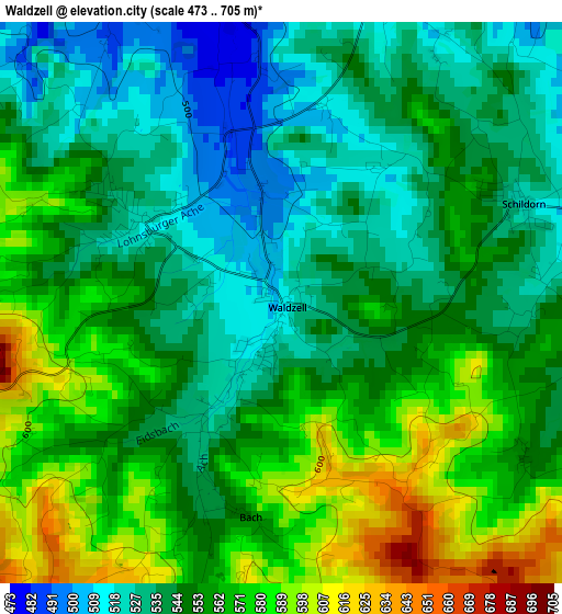 Waldzell elevation map