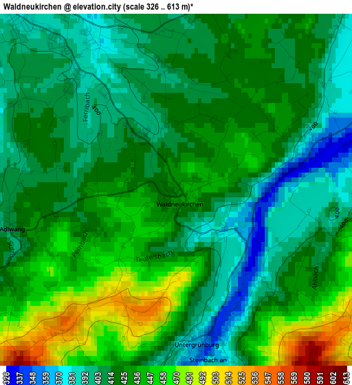 Waldneukirchen elevation map