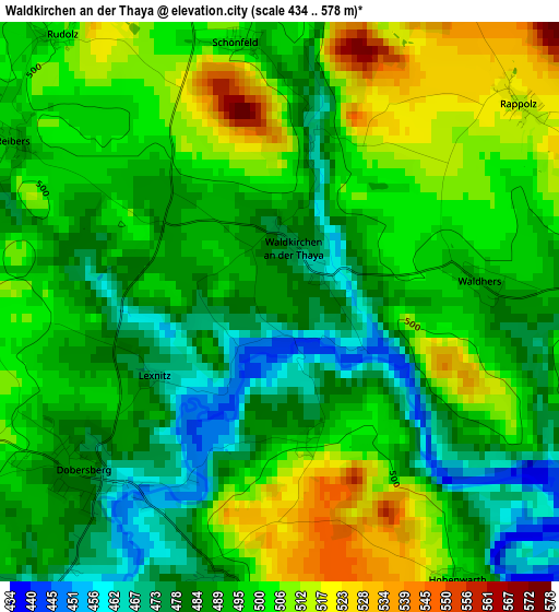 Waldkirchen an der Thaya elevation map