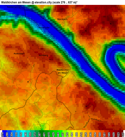 Waldkirchen am Wesen elevation map