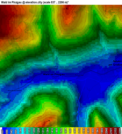 Wald im Pinzgau elevation map