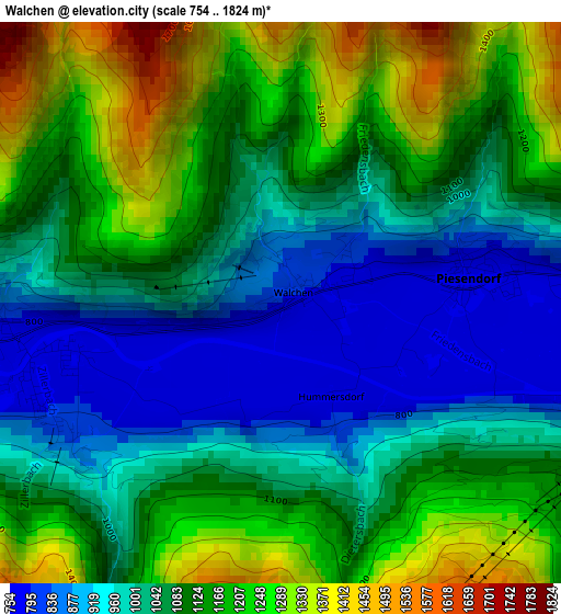 Walchen elevation map