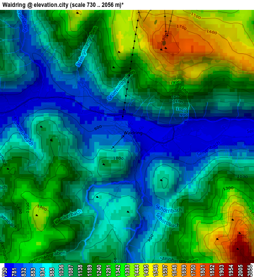 Waidring elevation map