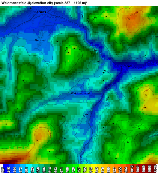 Waidmannsfeld elevation map