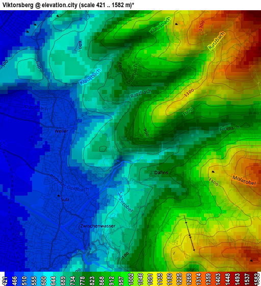 Viktorsberg elevation map