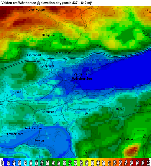 Velden am Wörthersee elevation map