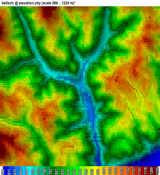 Veitsch elevation map