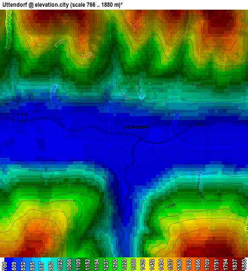 Uttendorf elevation map