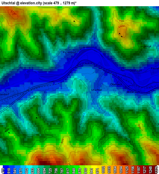 Utschtal elevation map