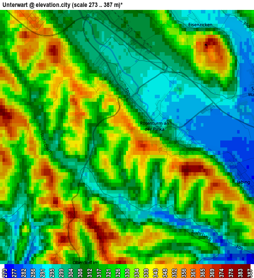 Unterwart elevation map