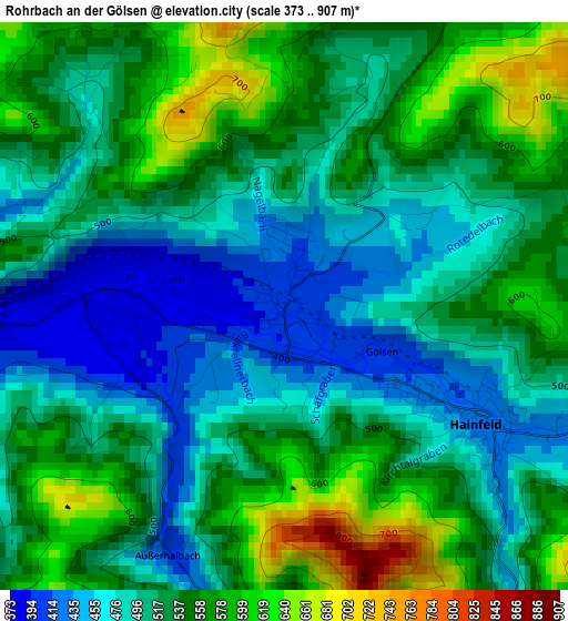 Rohrbach an der Gölsen elevation map