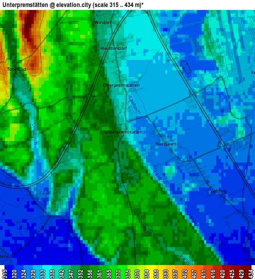 Unterpremstätten elevation map