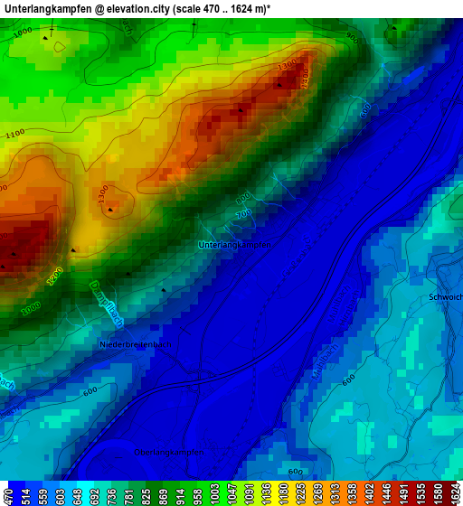 Unterlangkampfen elevation map