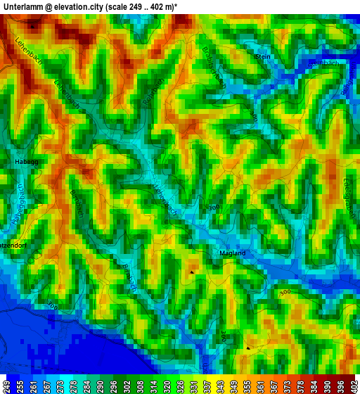 Unterlamm elevation map