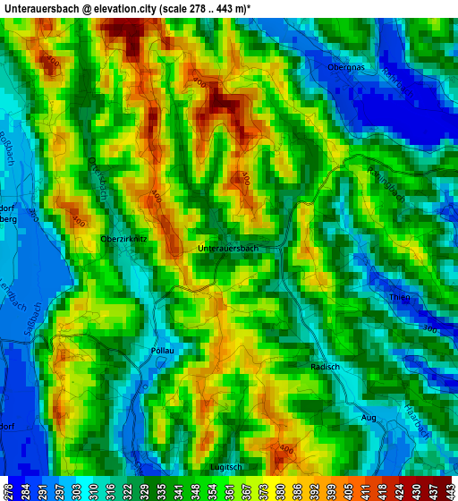 Unterauersbach elevation map