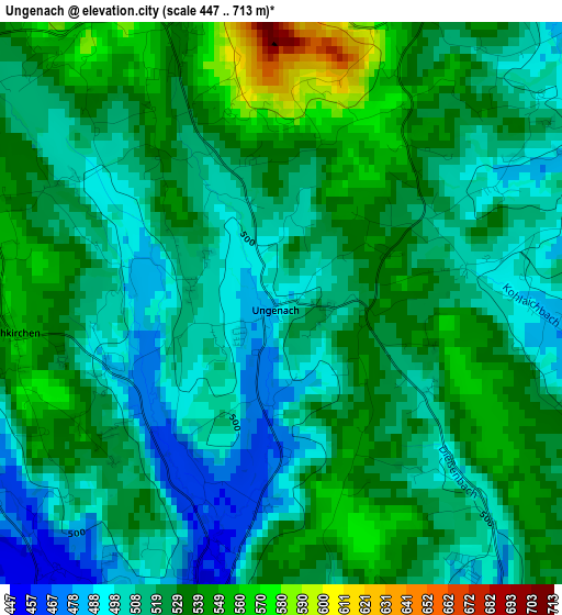 Ungenach elevation map