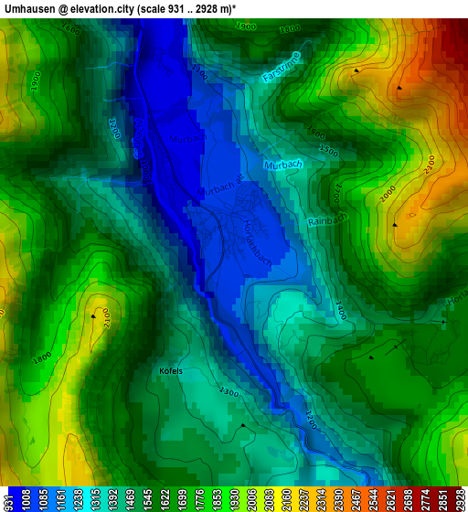 Umhausen elevation map