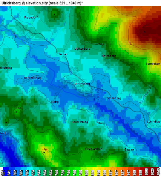Ulrichsberg elevation map