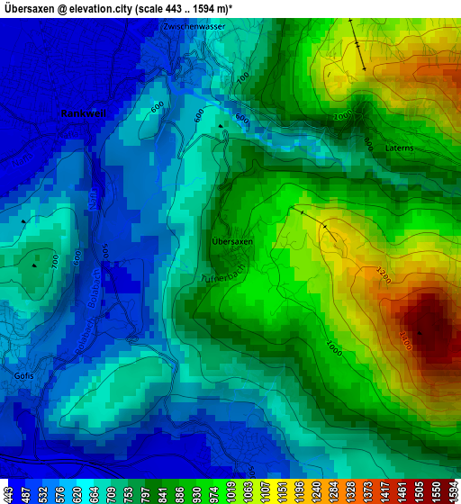 Übersaxen elevation map