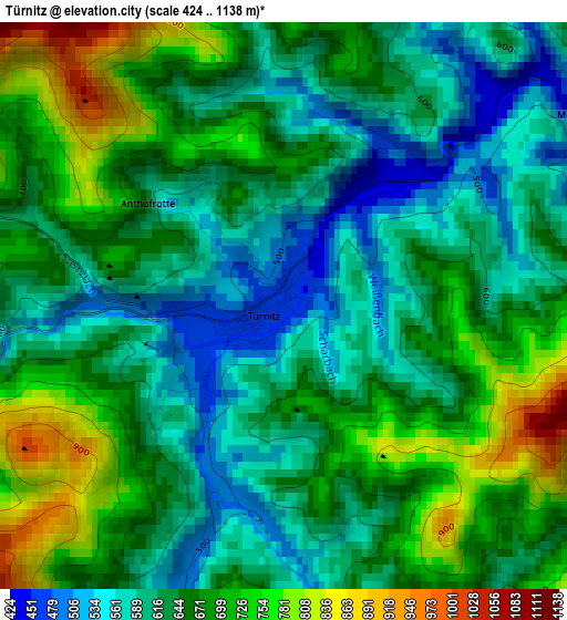 Türnitz elevation map