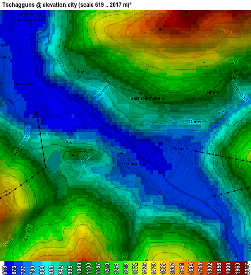 Tschagguns elevation map