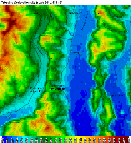 Trössing elevation map