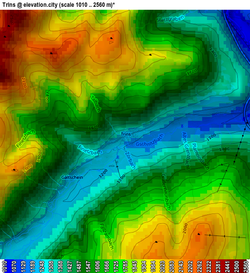 Trins elevation map