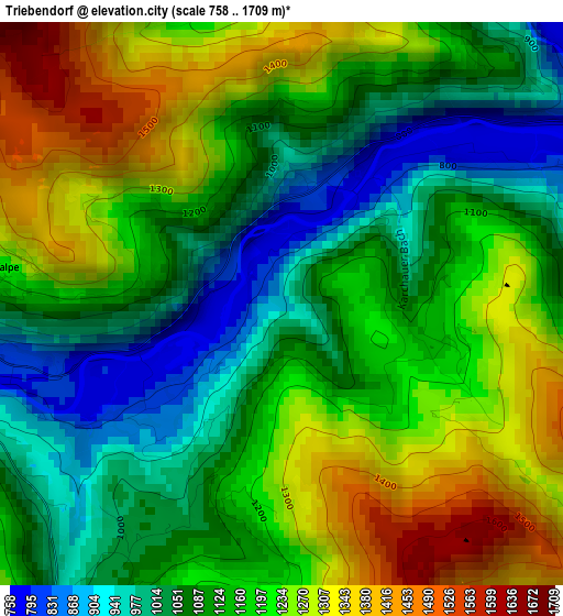 Triebendorf elevation map