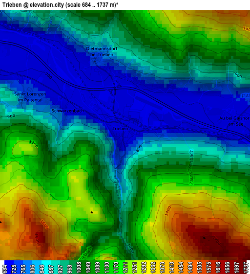 Trieben elevation map