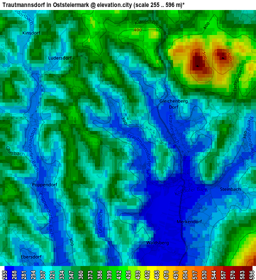 Trautmannsdorf in Oststeiermark elevation map