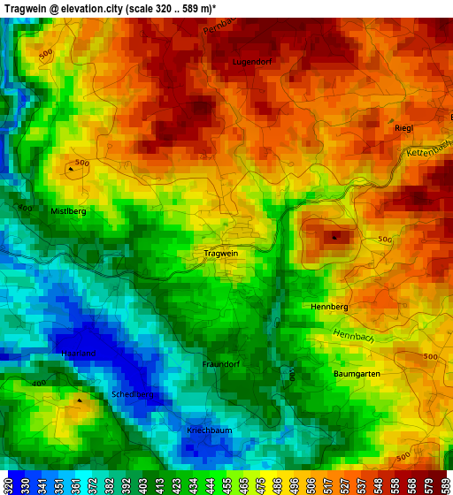 Tragwein elevation map