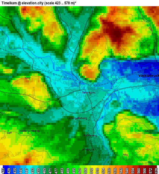 Timelkam elevation map