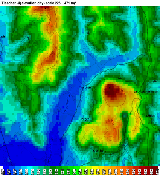 Tieschen elevation map