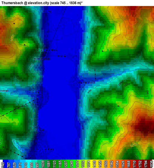 Thumersbach elevation map