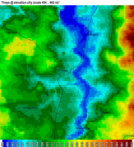 Thaya elevation map