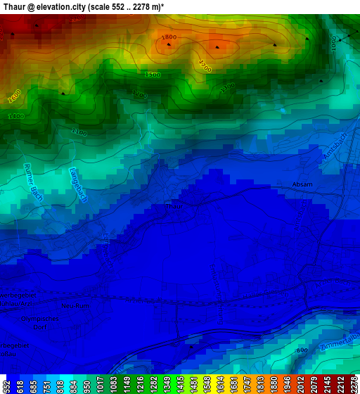 Thaur elevation map