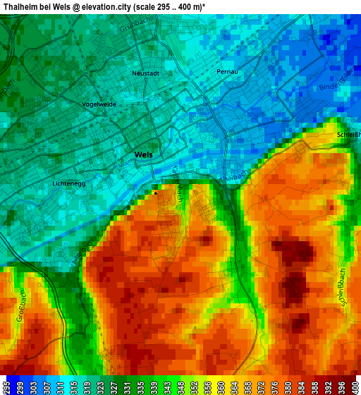 Thalheim bei Wels elevation map