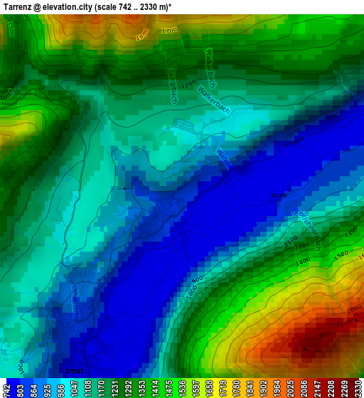 Tarrenz elevation map