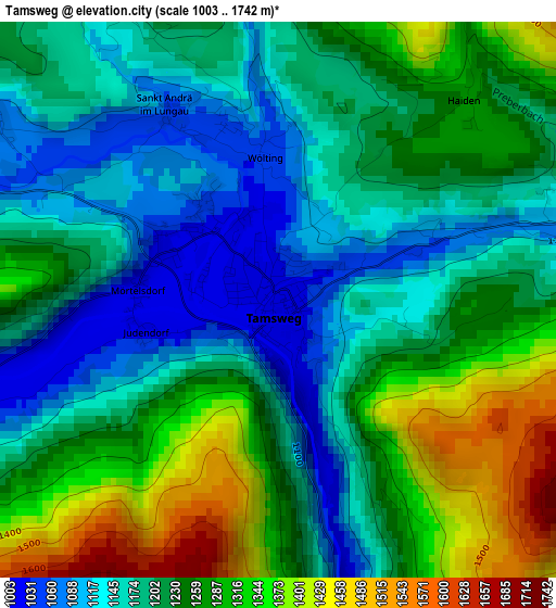 Tamsweg elevation map