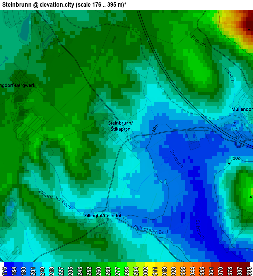 Steinbrunn elevation map