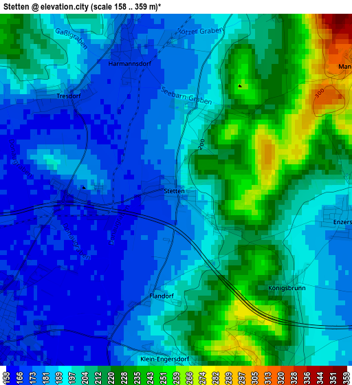 Stetten elevation map