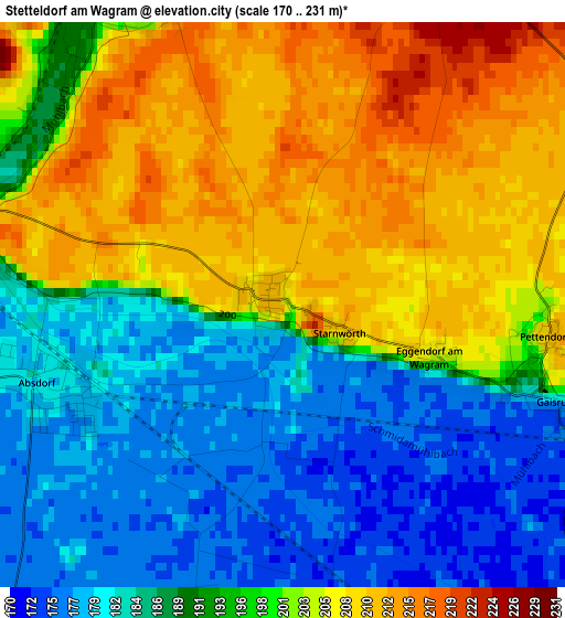 Stetteldorf am Wagram elevation map