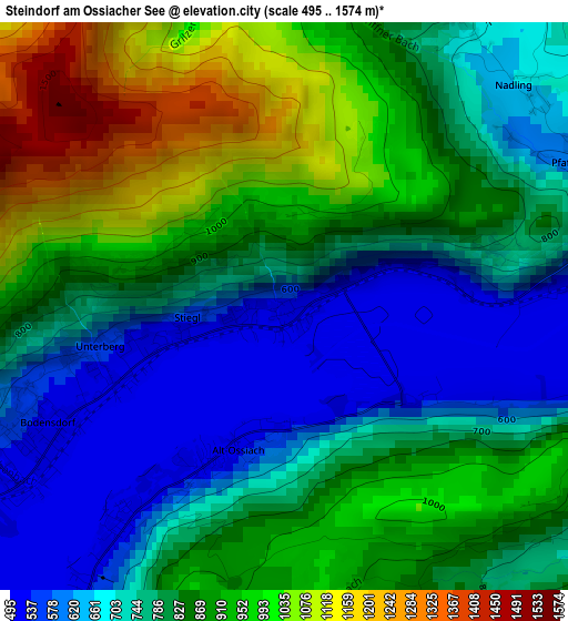 Steindorf am Ossiacher See elevation map