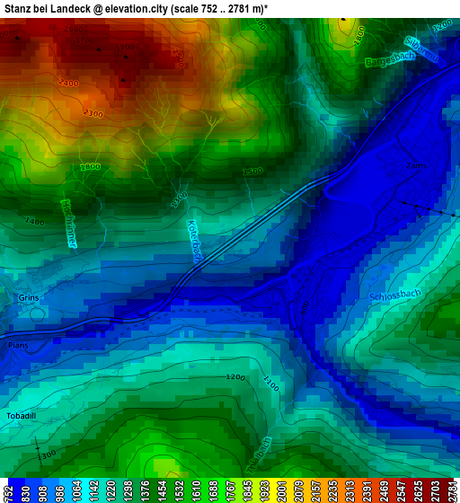 Stanz bei Landeck elevation map